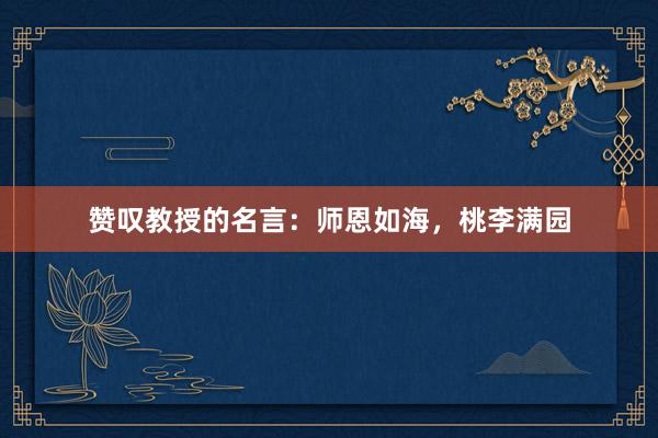 赞叹教授的名言：师恩如海，桃李满园